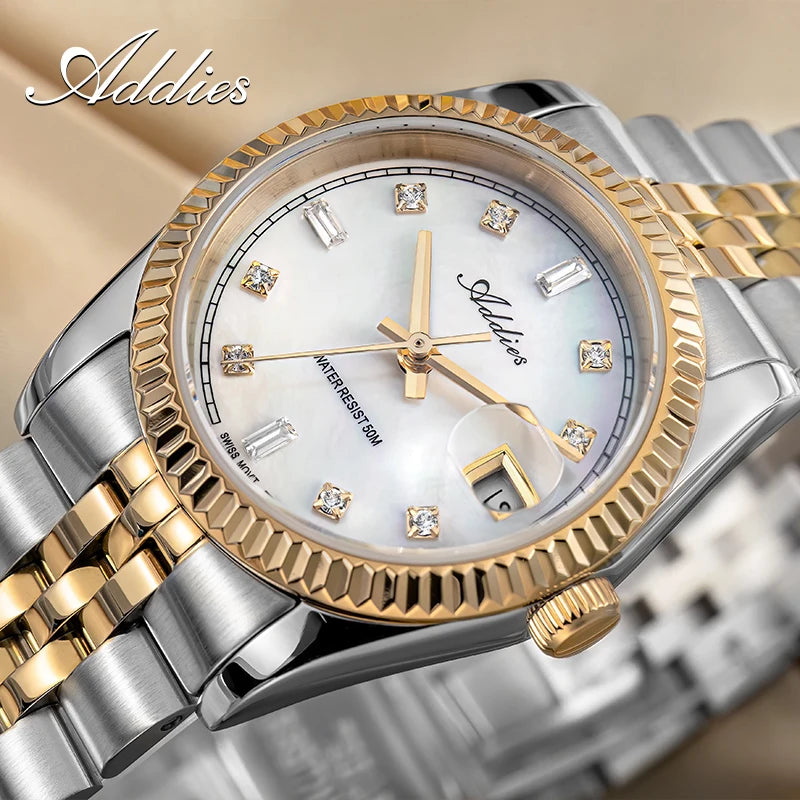 Addies Women's Luxury Stainless Steel Sapphire Quartz Business Watch