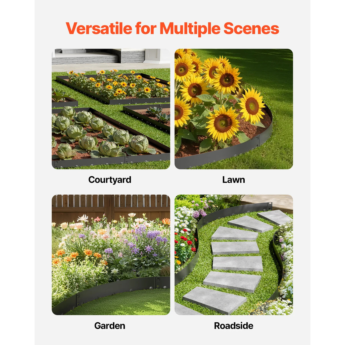 VEVOR Steel Landscape Edging Rust-Resistant Metal Landscape Edging Bendable Garden Edging Border Flower Bed Yard Pathway Divider