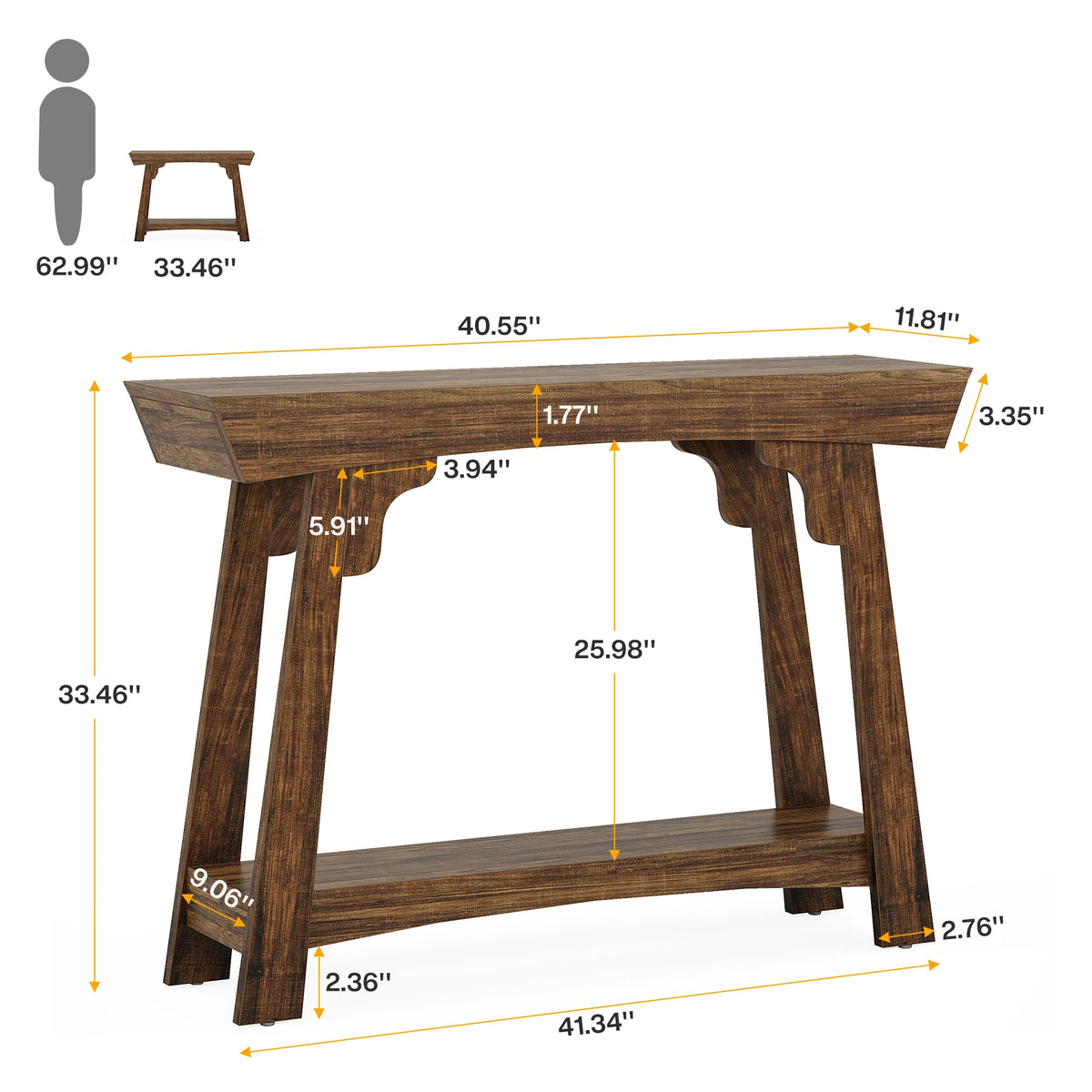 Tribesigns Farmhouse Console Table With Two Tier Storage Shelf