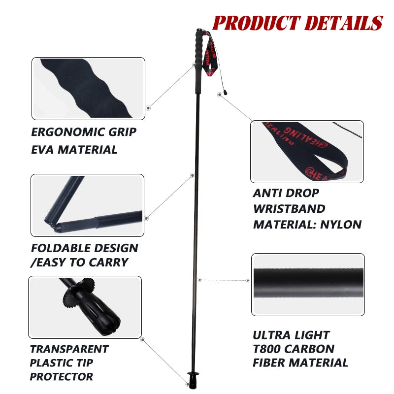 Okhealing Carbon Fiber Foldable Ultralight Multi Section Trekking Poles