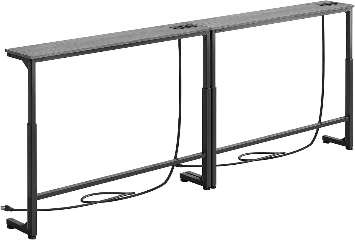 Narrow Sofa Console Table With Charging Station Adjustable Modular Design