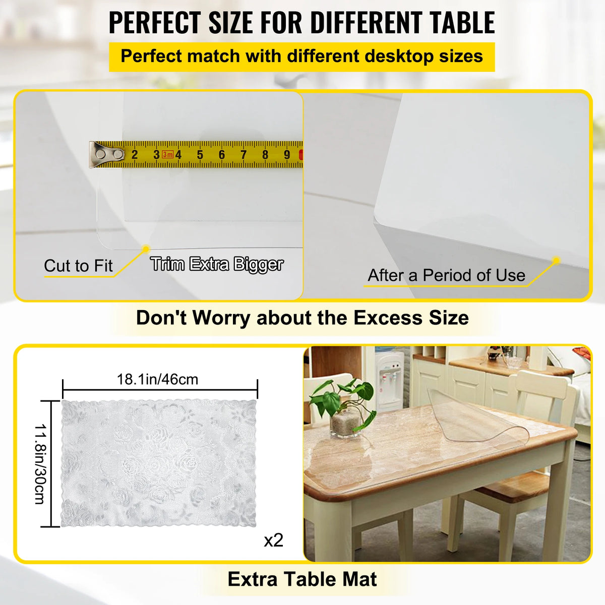 SucceBuy Waterproof PVC Tablecloth Desk Cover Protector For Dining Tables