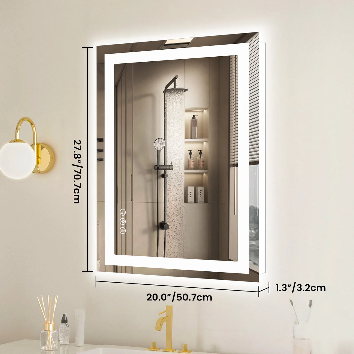 JHK 36"x 24"LED Bathroom Vanity Mirror for Wall Memory Function Tempered Glass with Front Light and Backlit For Living Room
