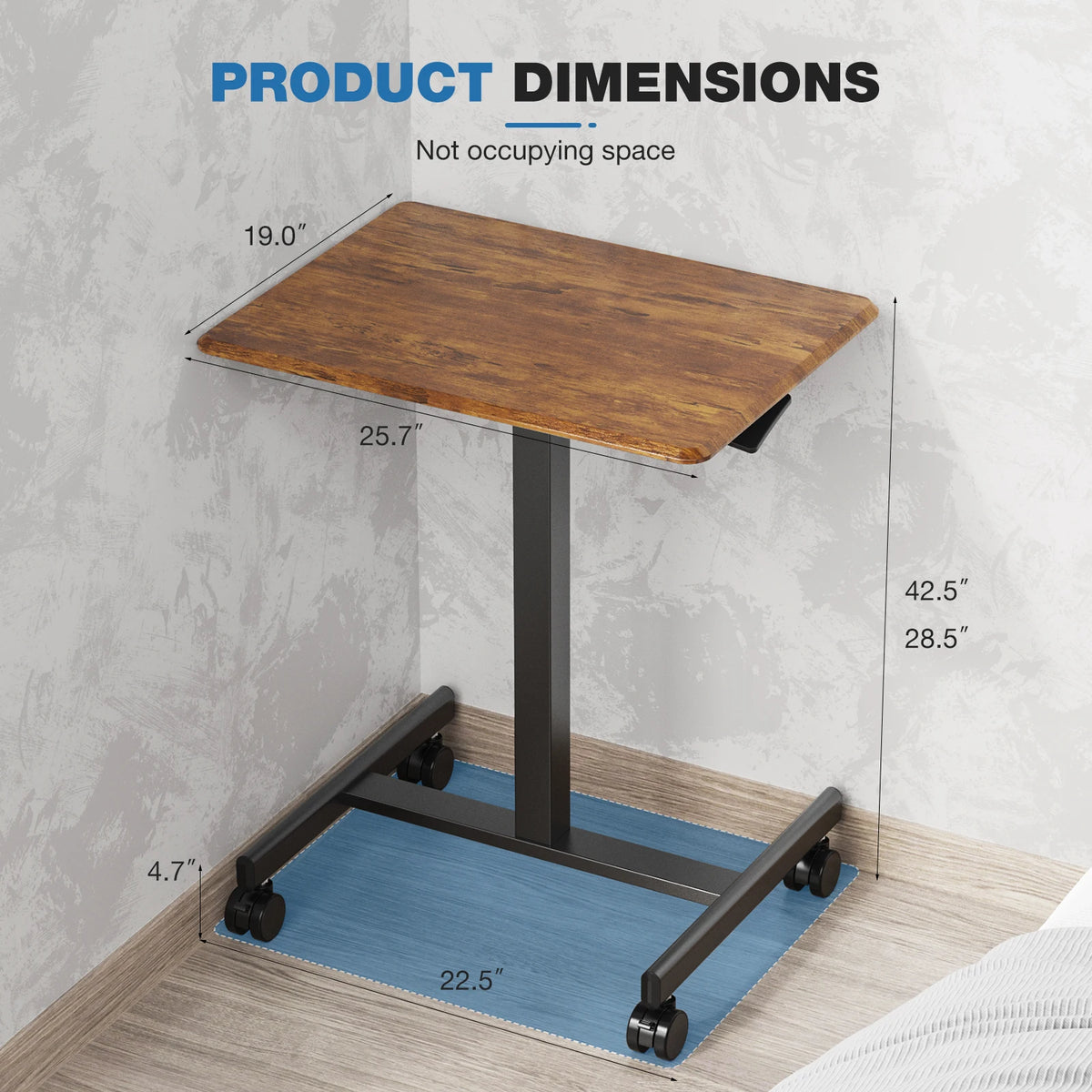 JHK Mobile Living Room Sofa Table Standing Desk Portable Computer Desk Laptop Height Adjustable Table Sitting Workstation