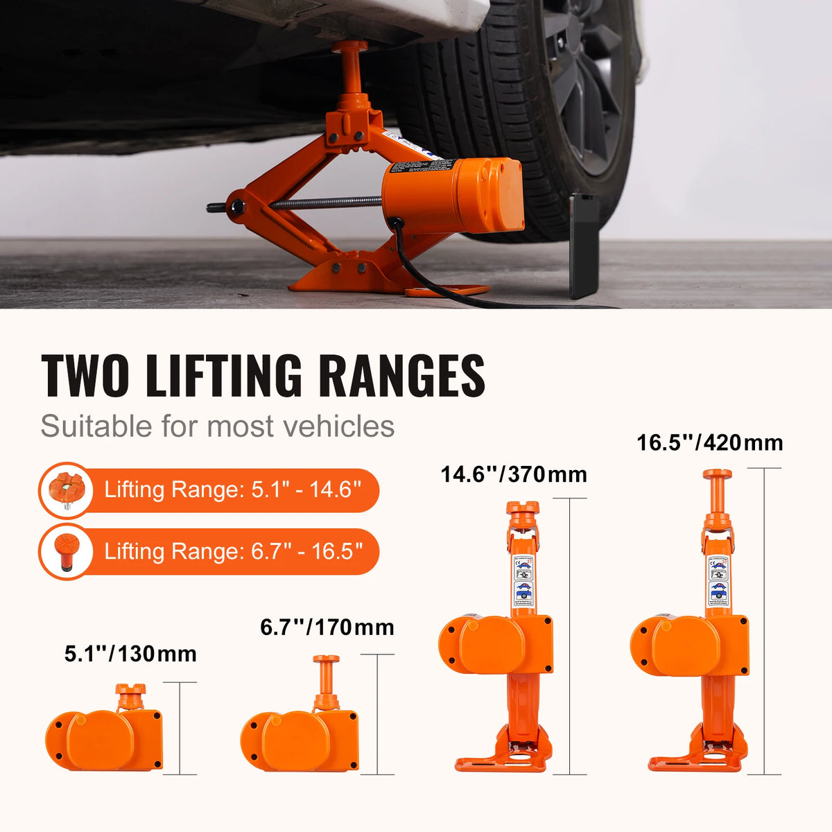SucceBuy Portable Electric Hydraulic Car Jack For Quick Tire Changes