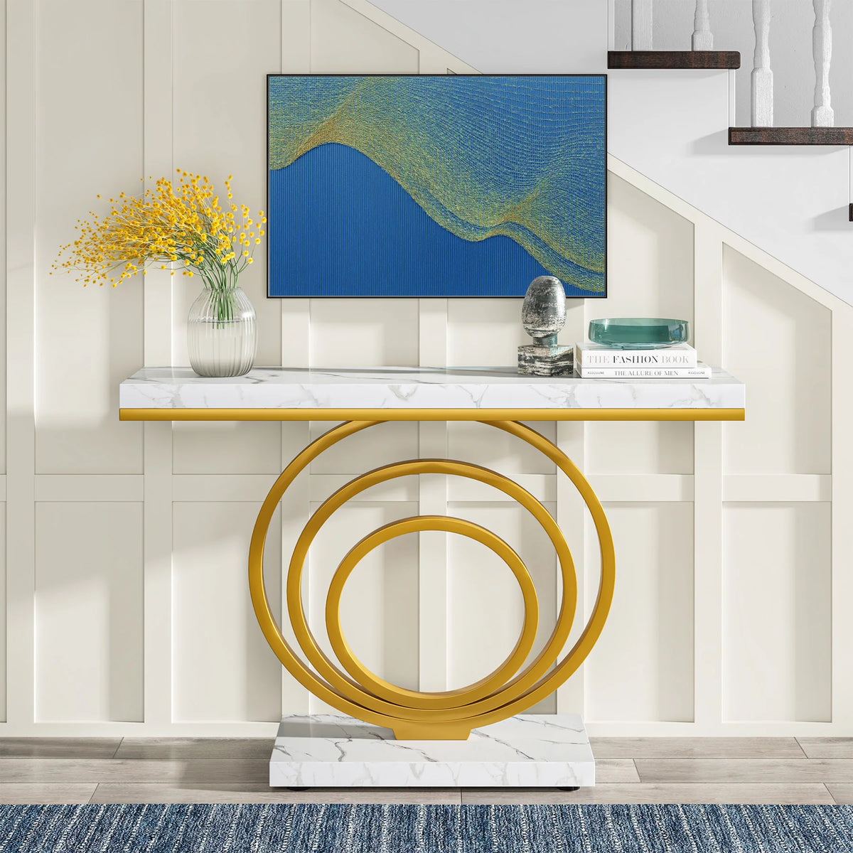 Tribesigns Modern Console Table With Unique Ring Design For Entryway