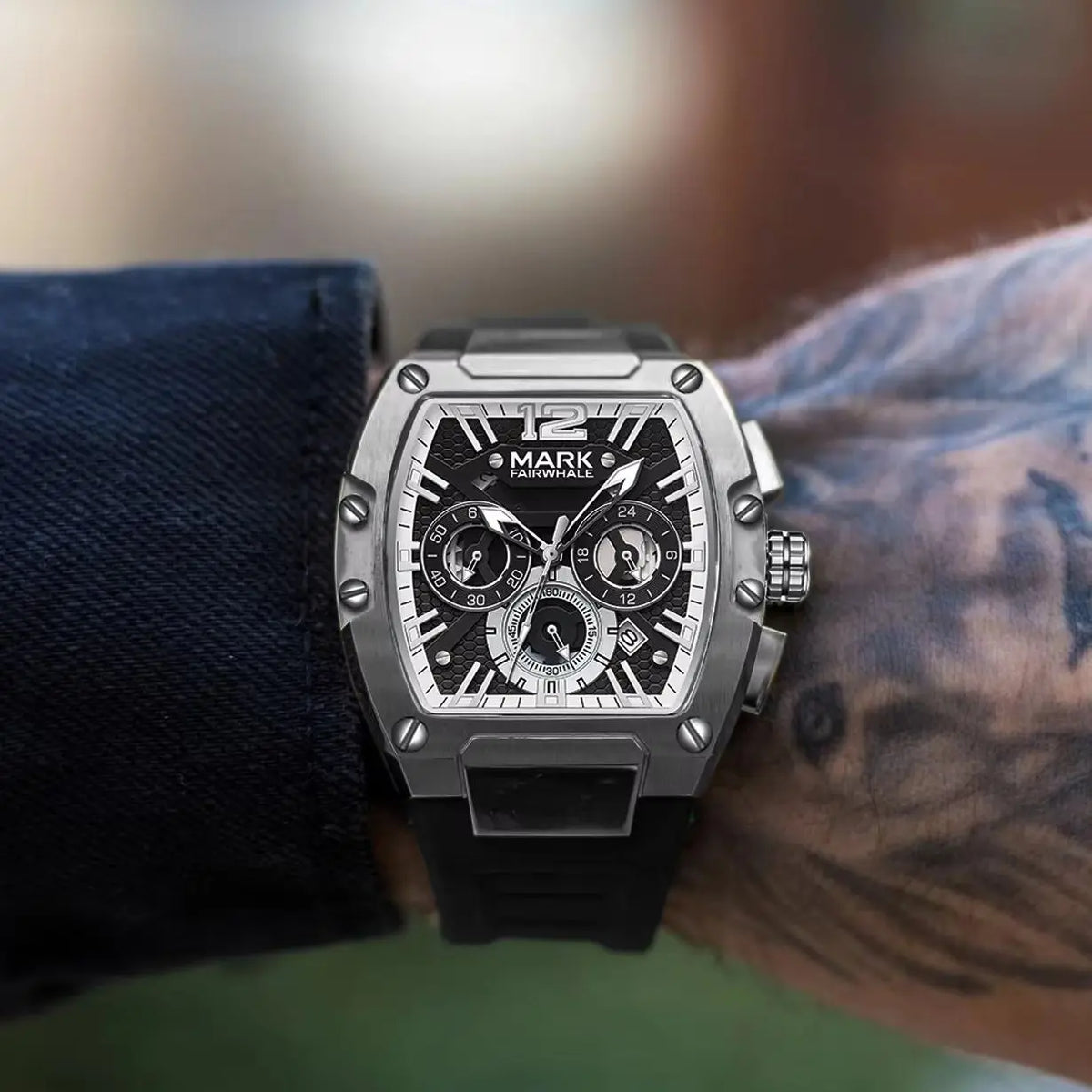Mark Fairwhale Tonneau Quartz Chronograph Waterproof Luminous Sport Watch