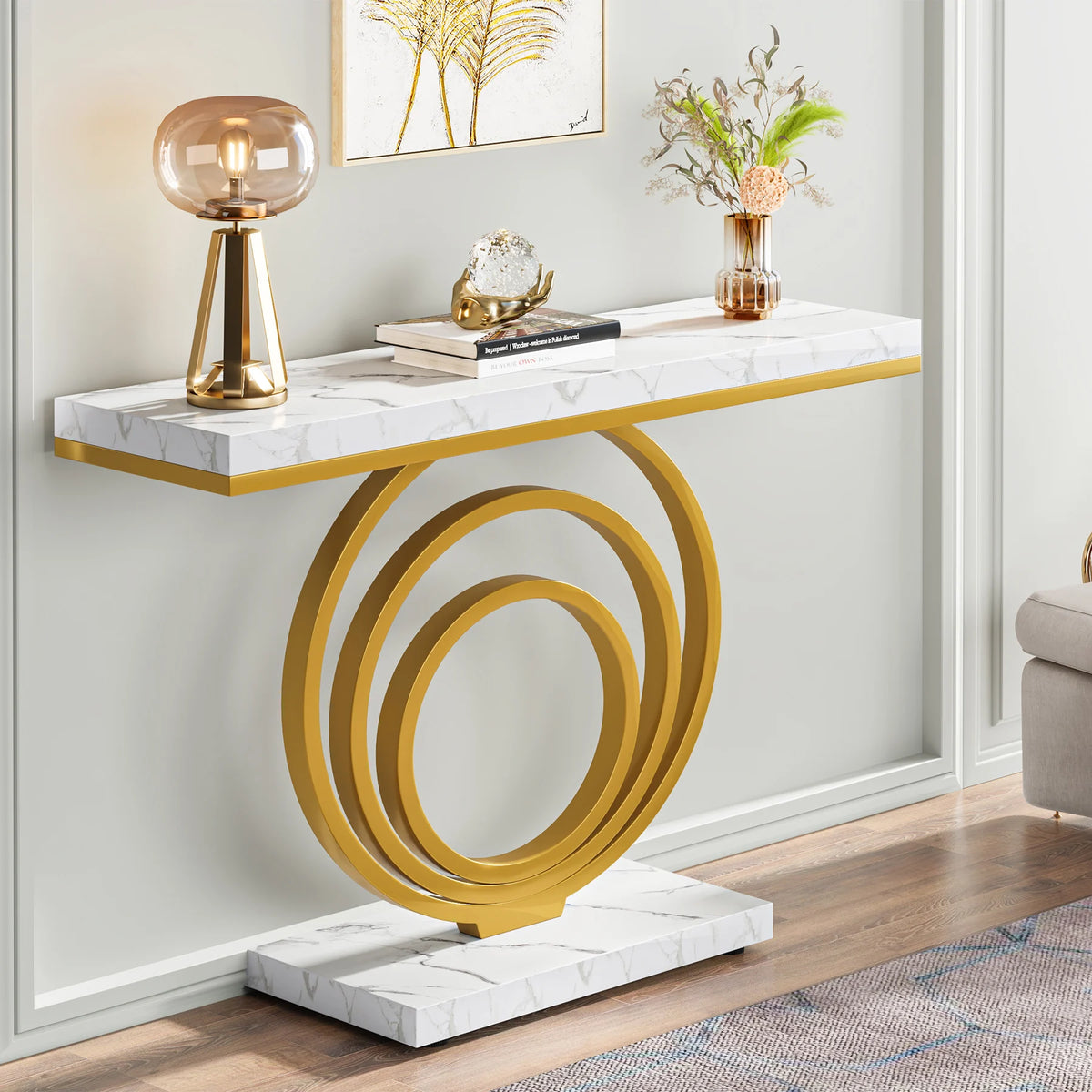 Tribesigns Modern Console Table With Unique Ring Design For Entryway