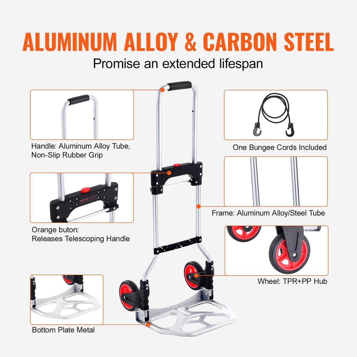 SucceBuy Foldable Aluminum Stair Climbing Hand Truck Cart