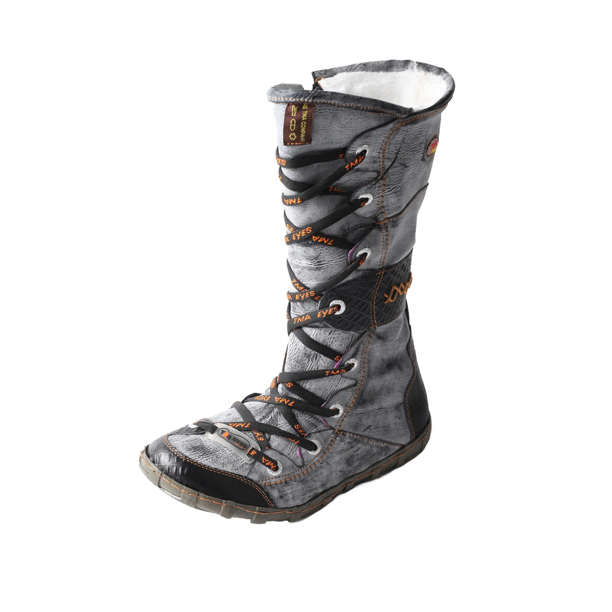TMA EYES Women's Mid Calf Snow Boots Warm Fuzzy Lined Side Zipper Vintage Casual Winter Boots for Cold Weather Outdoor