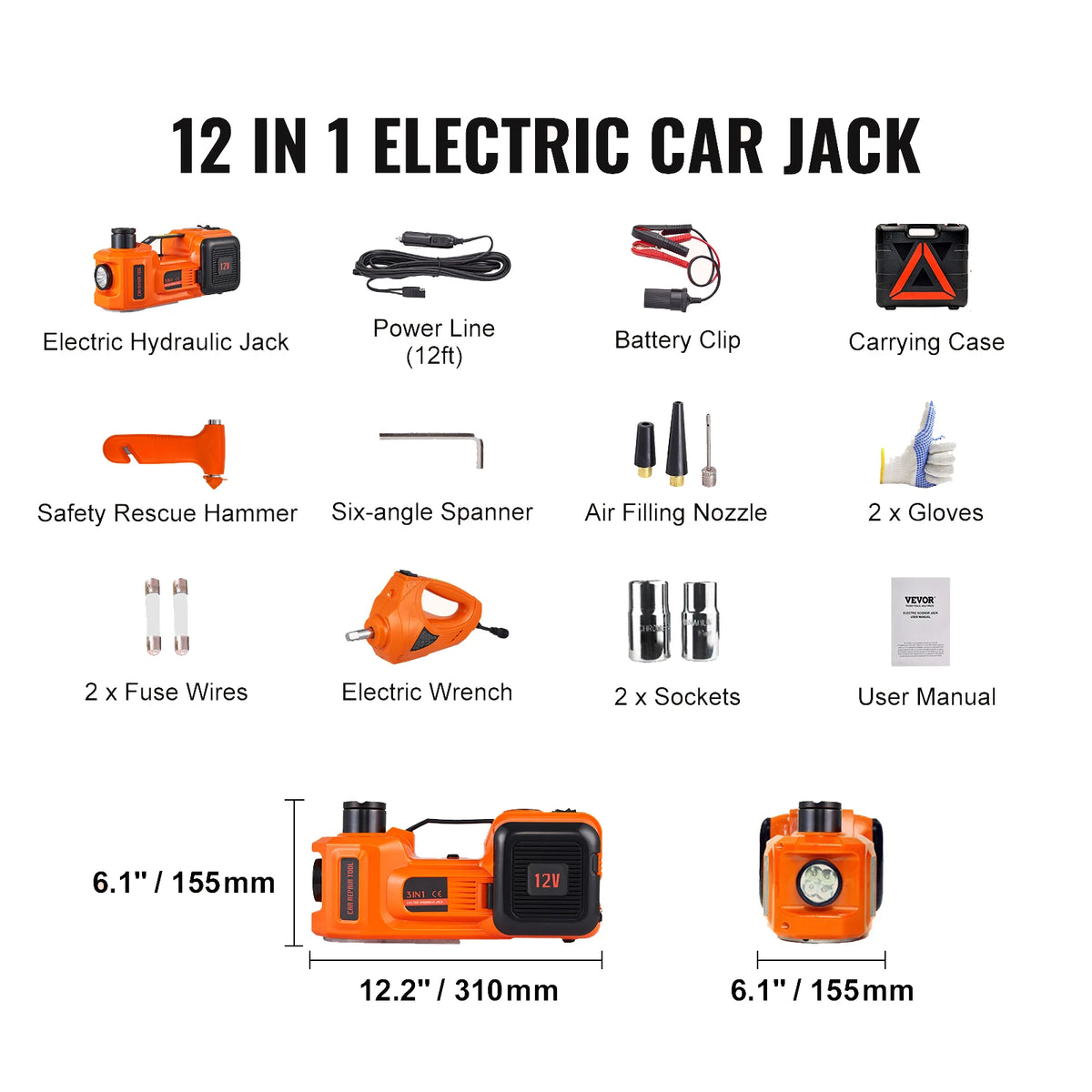 SucceBuy Portable Electric Hydraulic Car Jack For Quick Tire Changes