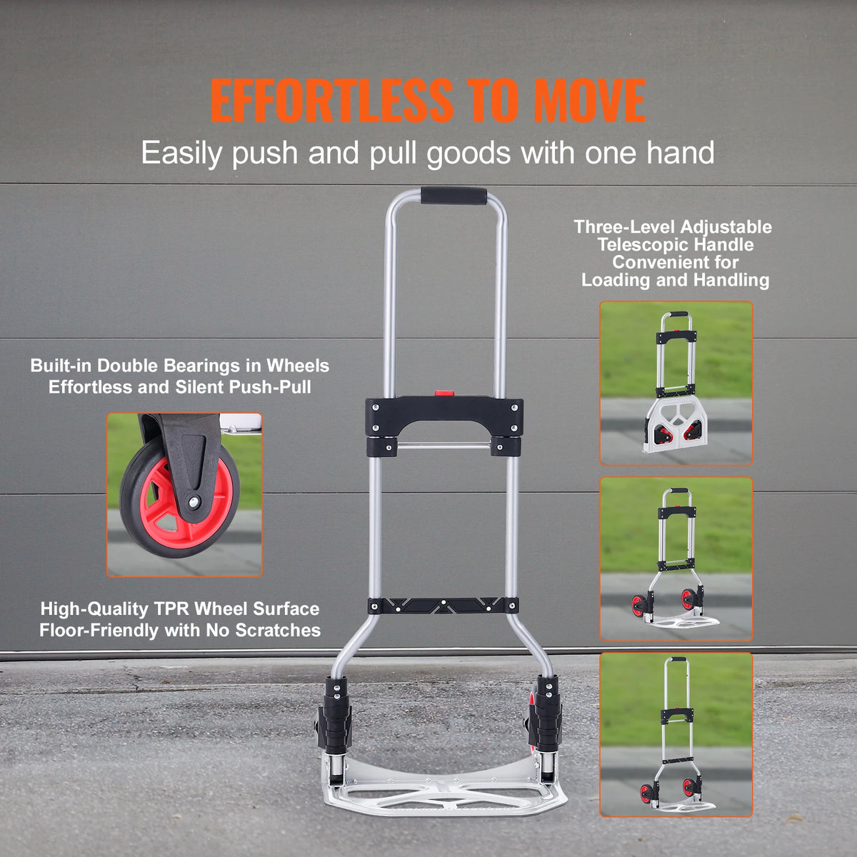 SucceBuy Foldable Aluminum Stair Climbing Hand Truck Cart