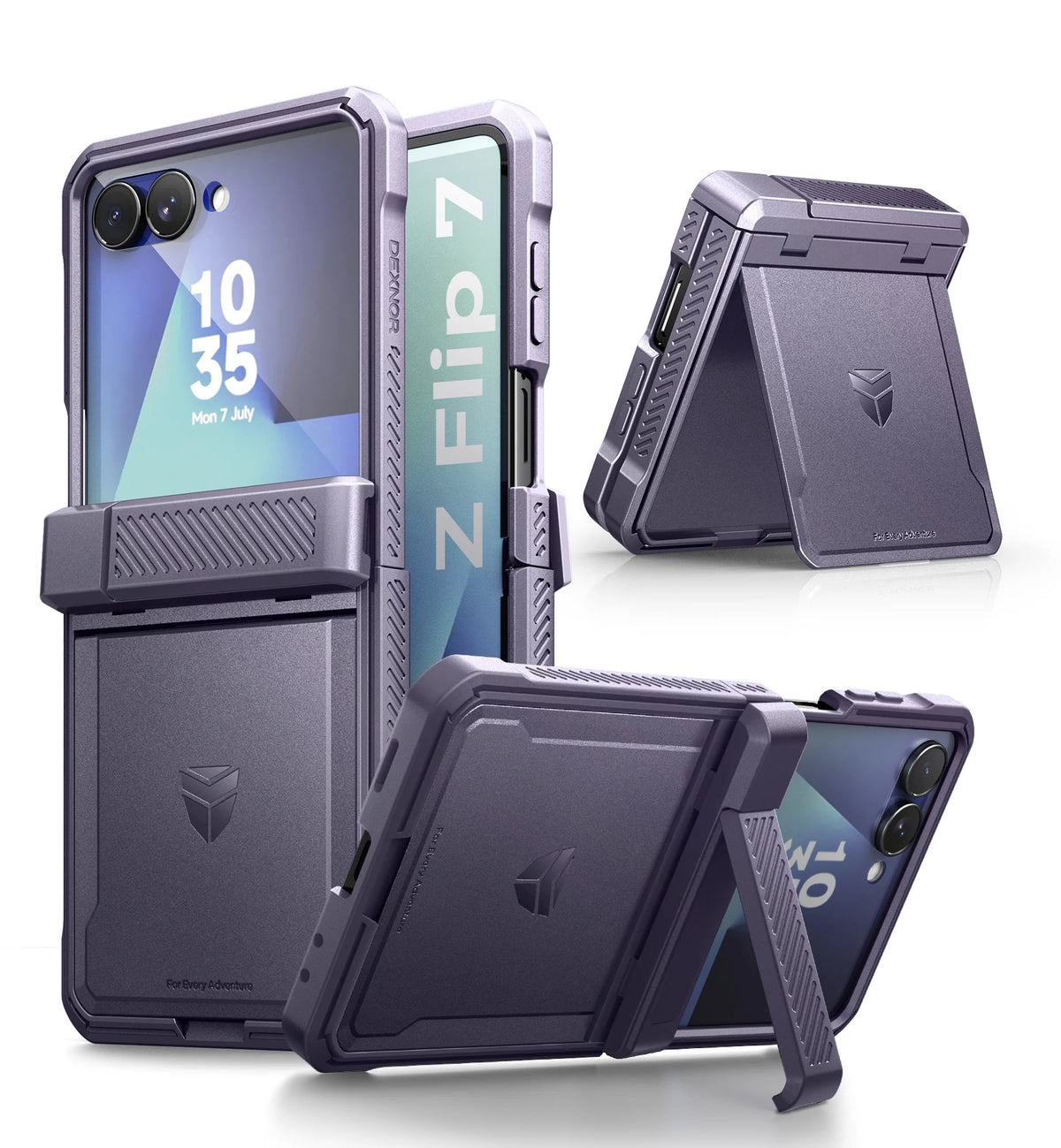 Dexnor Galaxy Z Flip 7 Case Dual Kickstands Hinge Rugged