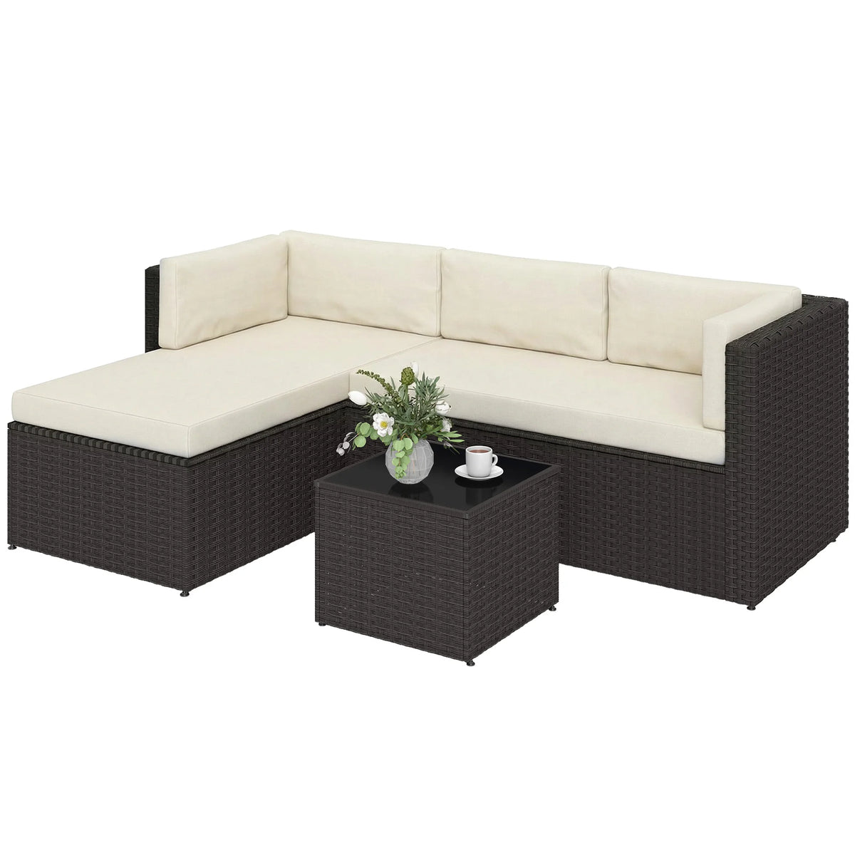 Outsunny Wicker Outdoor Patio Furniture Set for Garden Lounging