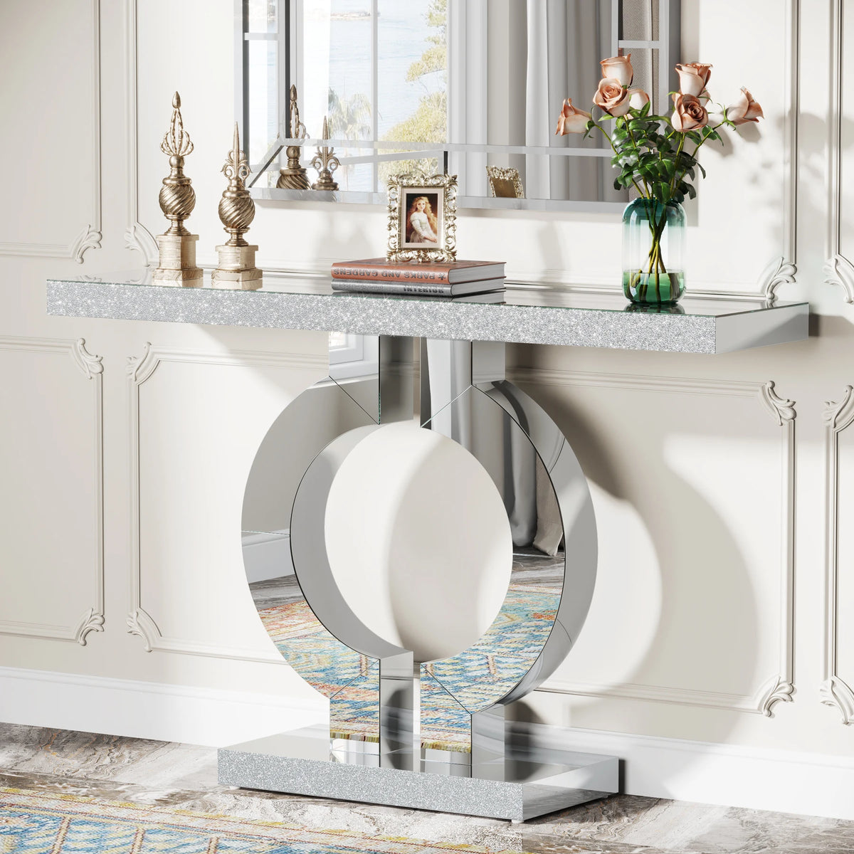 Tribesigns Modern Mirrored Console Table for Entryways and Hallways