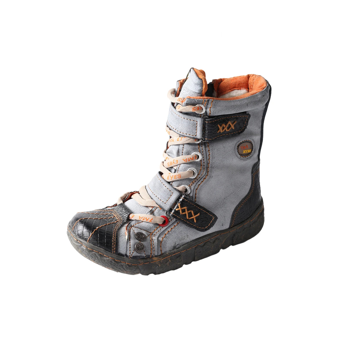 TMA EYES Women's Winter Snow Boots, Fleece Lined Ankle Boots, Vintage Retro Lace Up Side Zip Buckle, for Cold Weather
