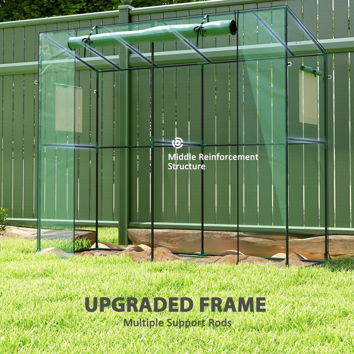 Portable Greenhouse Small Green House, 6.6' x 2.5' x 5.6', Green