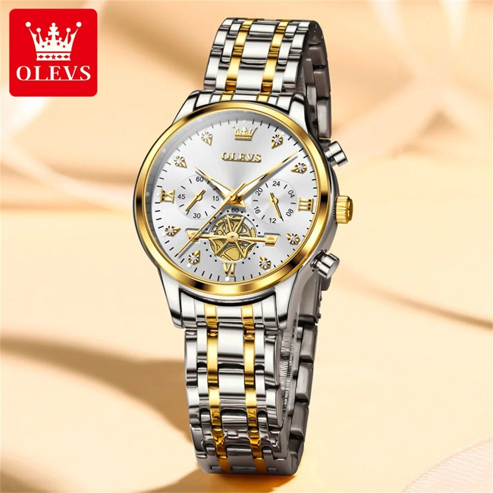 OLEVS Elegant Quartz Watch for Women With Diamond Luminous Dial