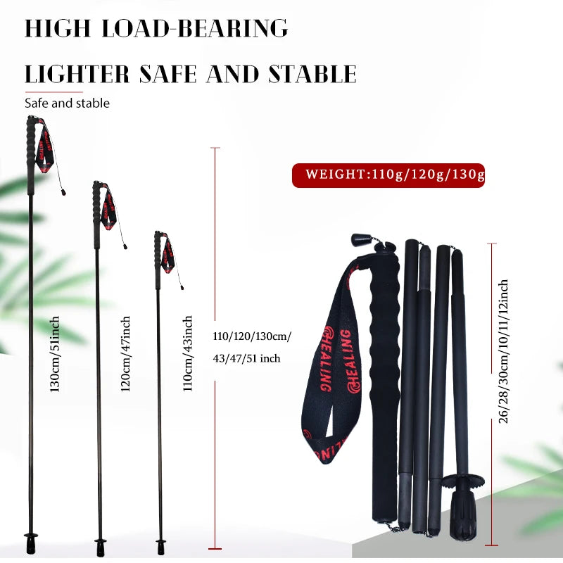 Okhealing Carbon Fiber Foldable Ultralight Multi Section Trekking Poles