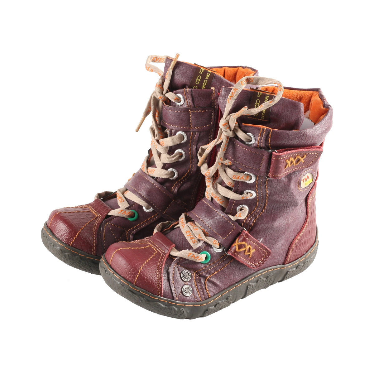 TMA EYES Women's Winter Snow Boots, Fleece Lined Ankle Boots, Vintage Retro Lace Up Side Zip Buckle, for Cold Weather
