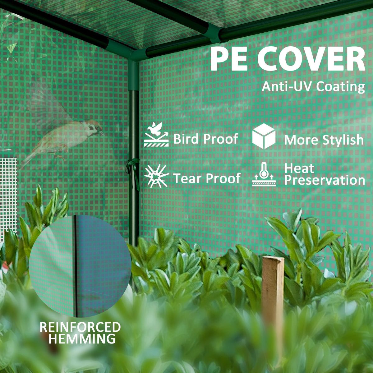 Portable Greenhouse Small Green House, 6.6' x 2.5' x 5.6', Green