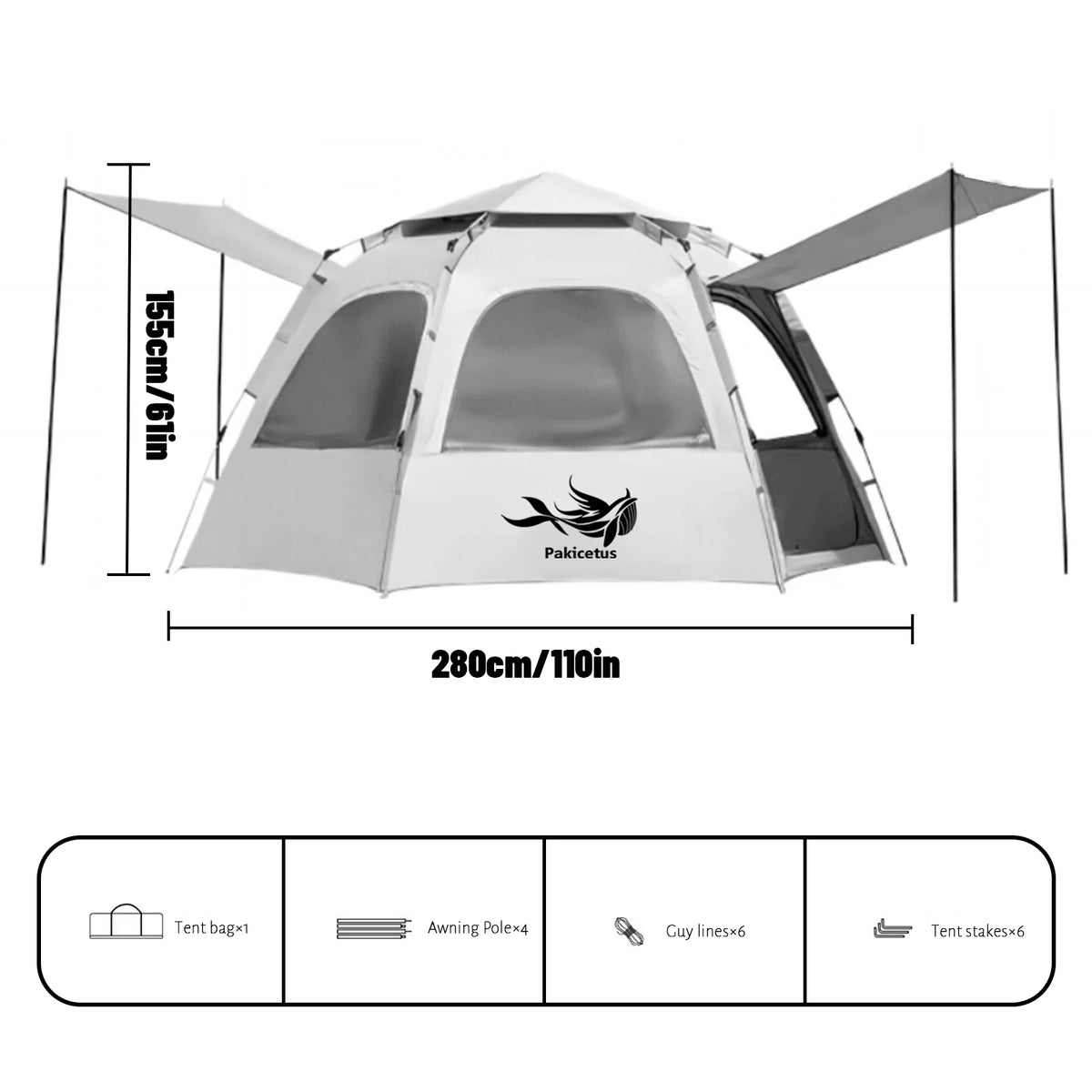 Pakicetus Spherical Hexagonal Camping Tent With Six Sided Ventilation