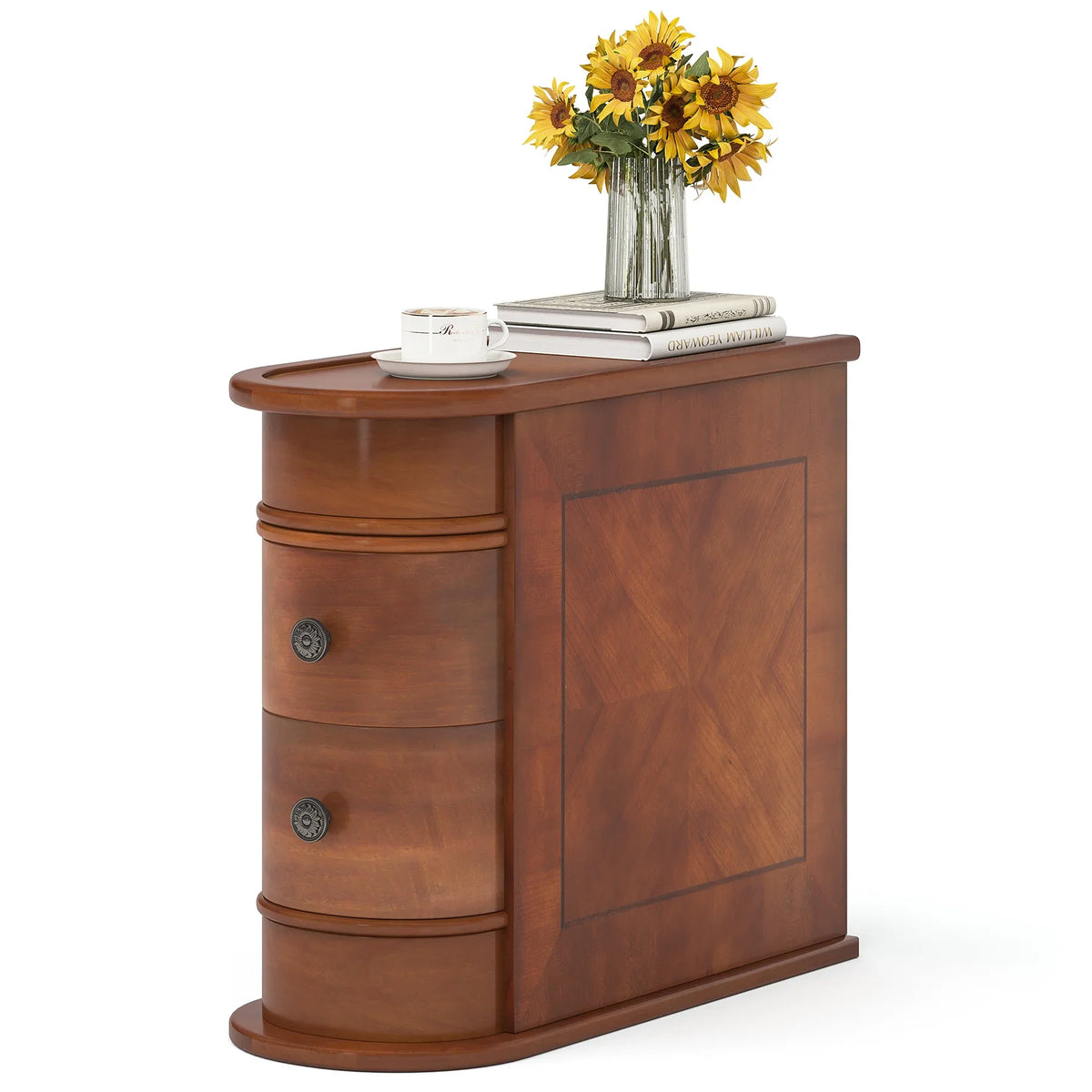 Tribesigns Solid Wood End Table With Drawer For Bedroom Side Use