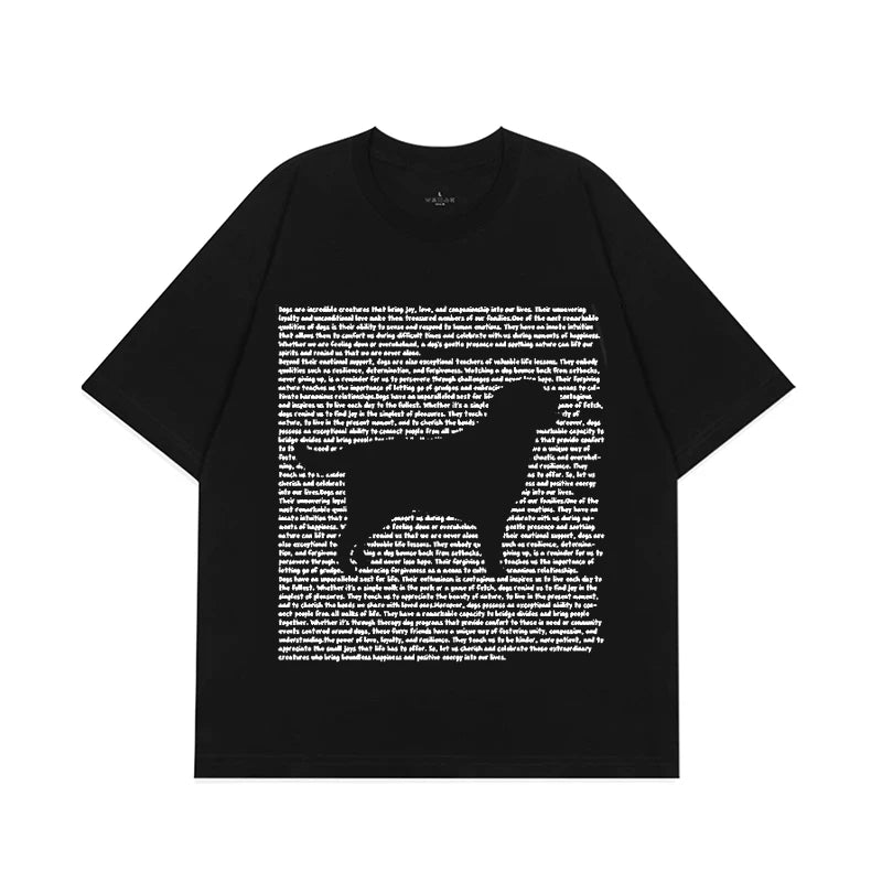 Retro Fun Cat Puppy Printed Women Tshirt American Street Fashion Casual Loose Oversize Short-sleeved Shirt Cotton Women Clothing