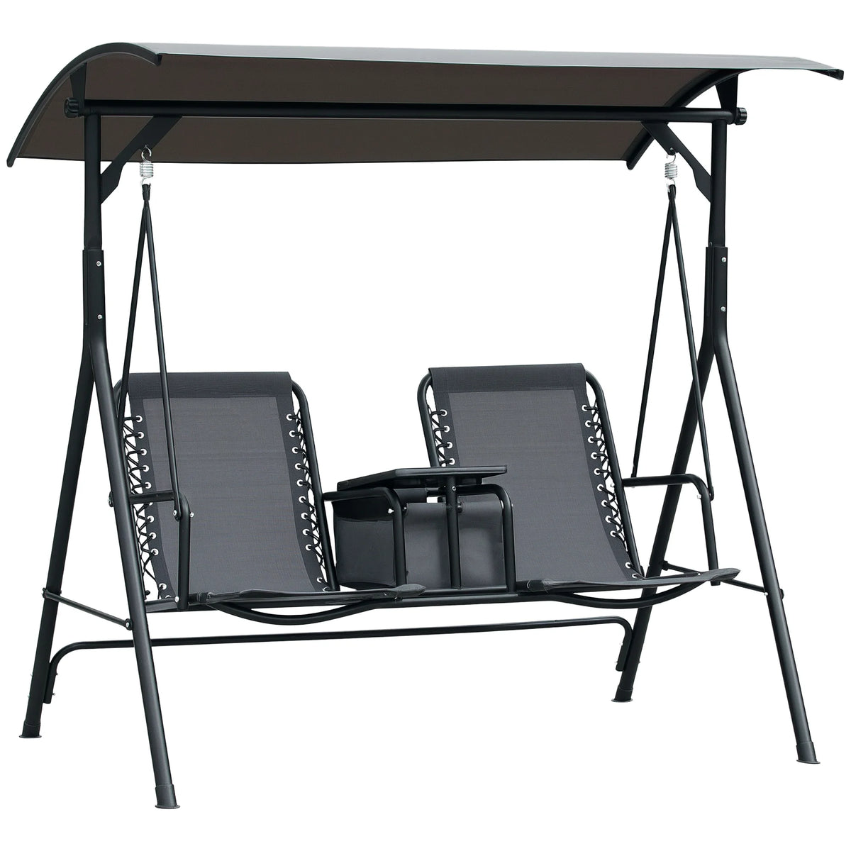 Outsunny Outdoor Porch Swing Chair With Adjustable Canopy