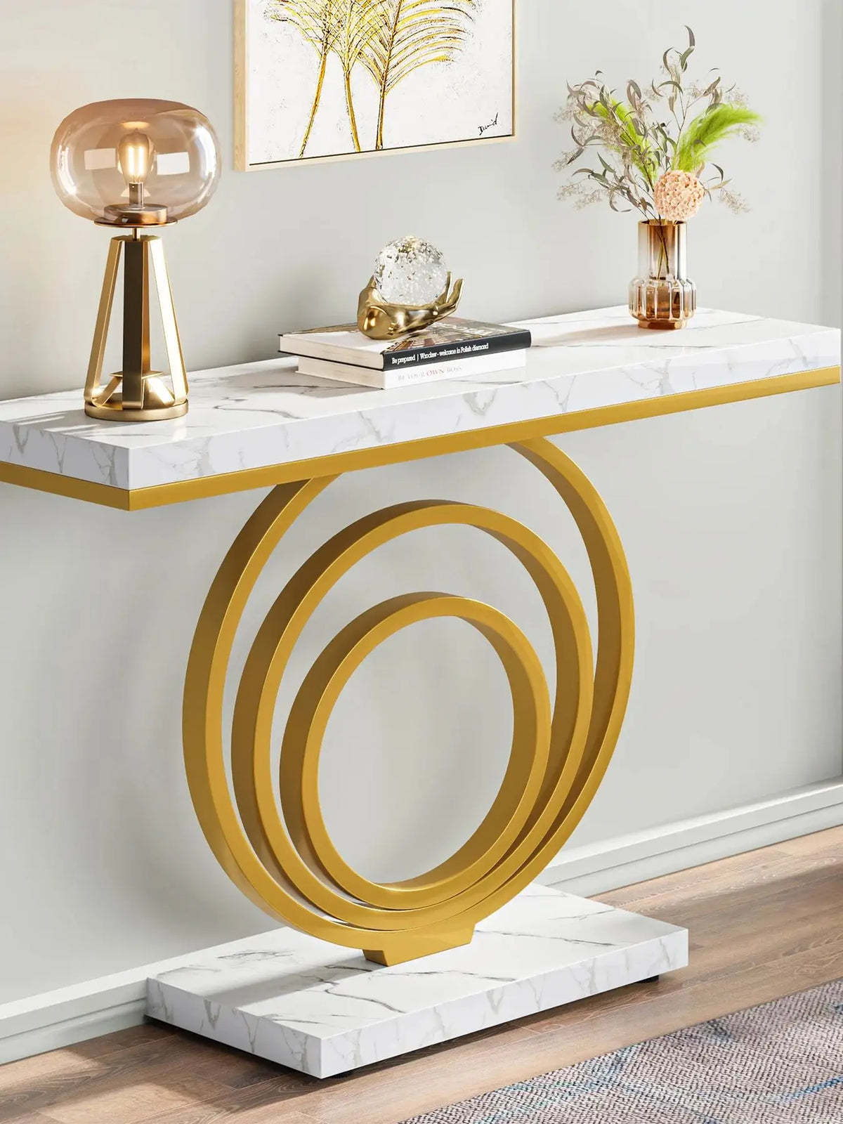 Tribesigns Modern Console Table With Unique Ring Design For Entryway