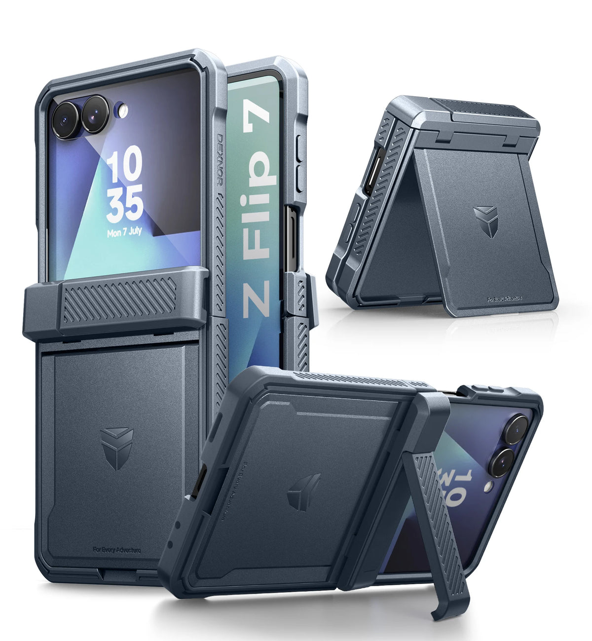 Dexnor Galaxy Z Flip 7 Case Dual Kickstands Hinge Rugged