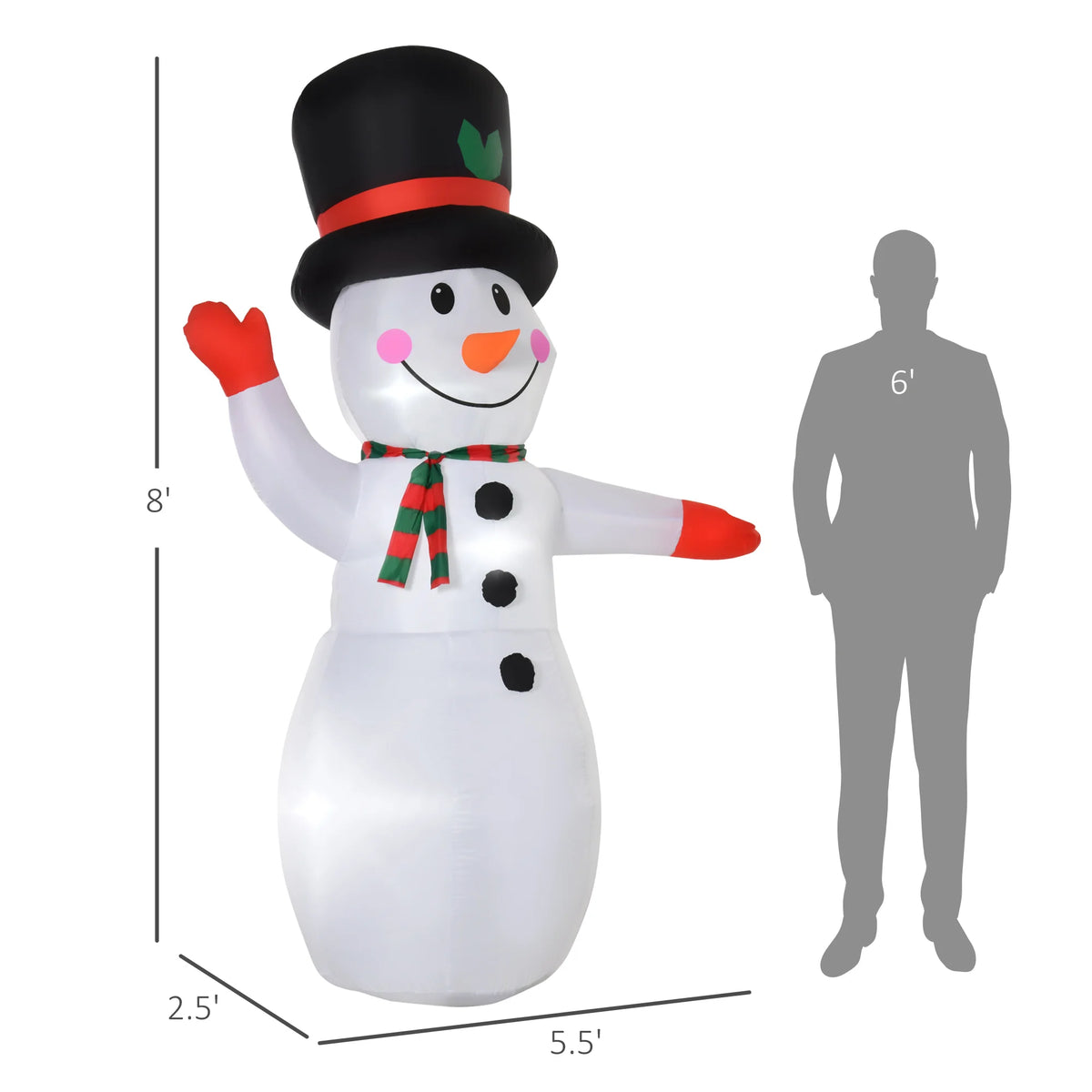 8' Christmas Inflatable Snowman W/ Led Lights Blow up Holiday Yard Decorations