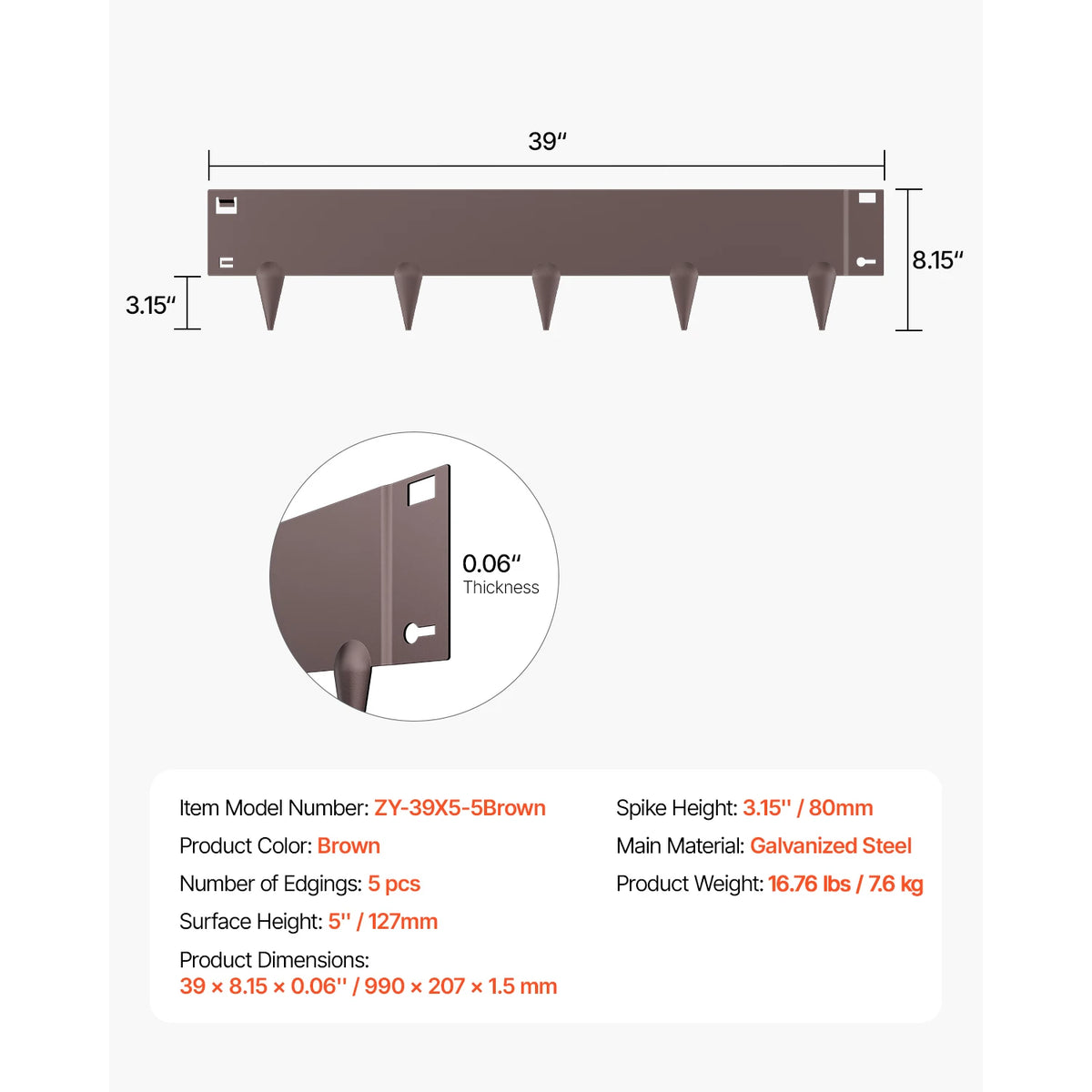 VEVOR Steel Landscape Edging Rust-Resistant Metal Landscape Edging Bendable Garden Edging Border Flower Bed Yard Pathway Divider