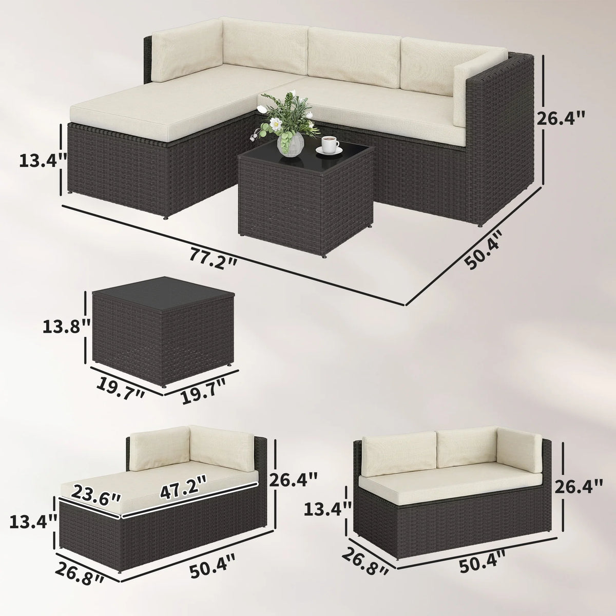 Outsunny Wicker Outdoor Patio Furniture Set for Garden Lounging