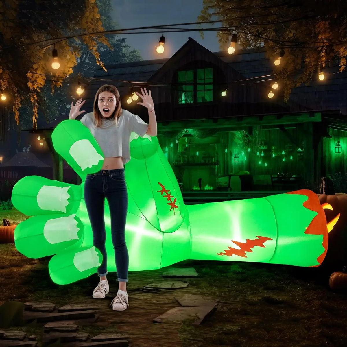 Joyfy Zombie Arm Halloween Outdoor Inflatable Decoration With Led