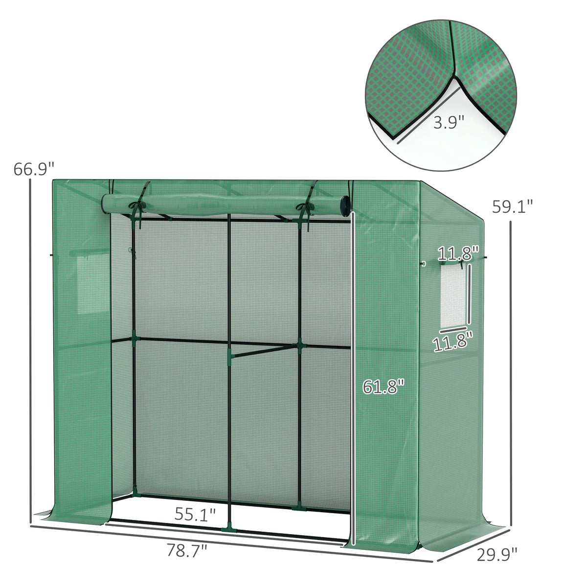 Portable Greenhouse Small Green House, 6.6' x 2.5' x 5.6', Green
