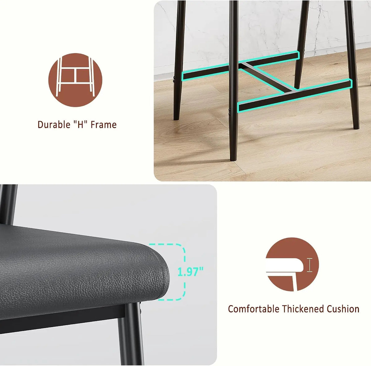 Garvee Upholstered Counter Height Barstools With Arms And Metal Frame