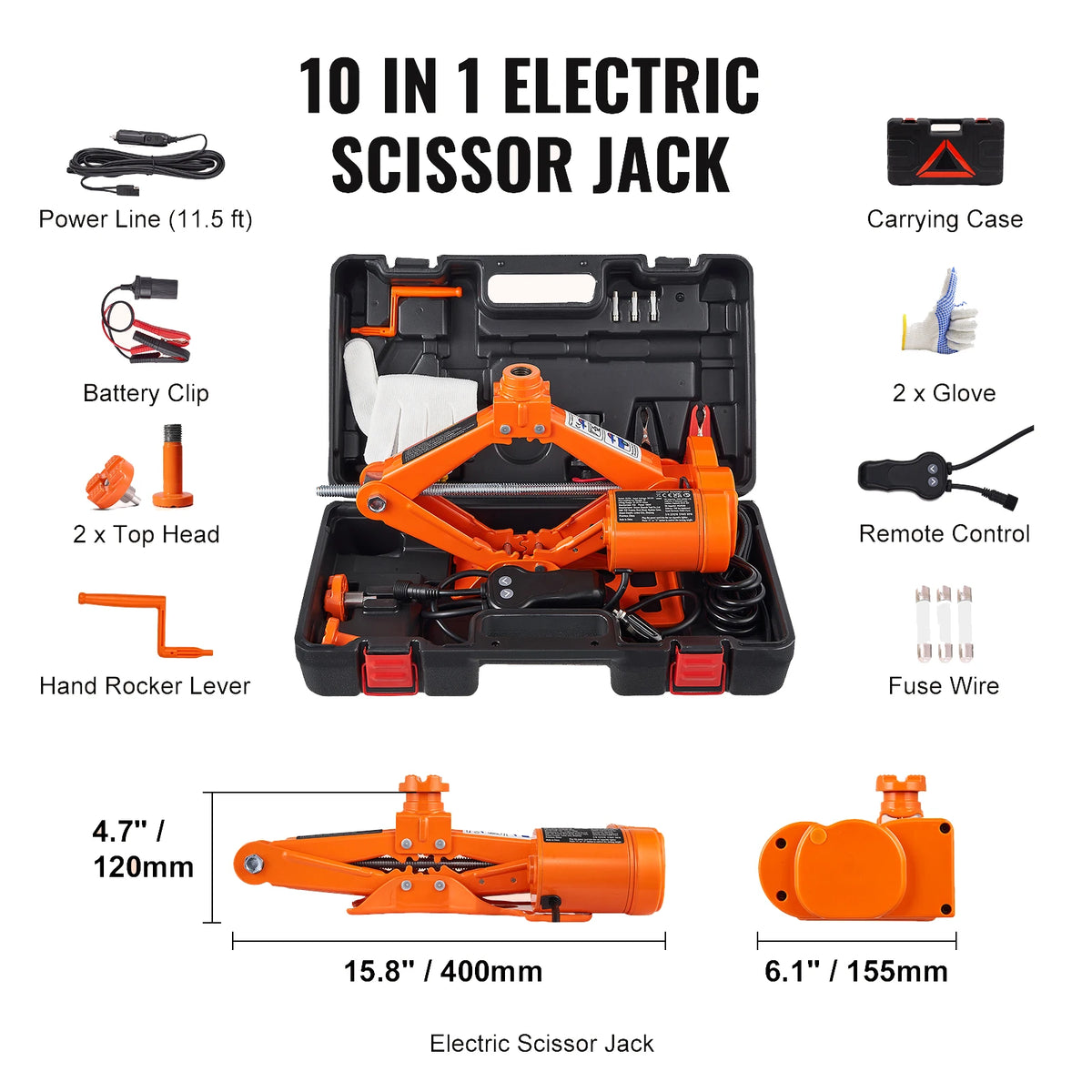 SucceBuy Portable Electric Hydraulic Car Jack For Quick Tire Changes