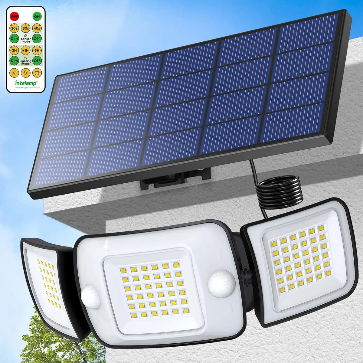 Intelamp Rechargeable Solar Outdoor Dual Sensor LED Light