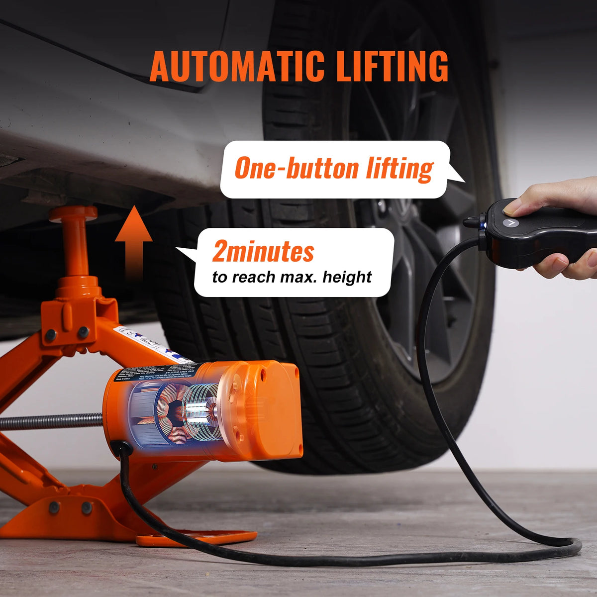 SucceBuy Portable Electric Hydraulic Car Jack For Quick Tire Changes
