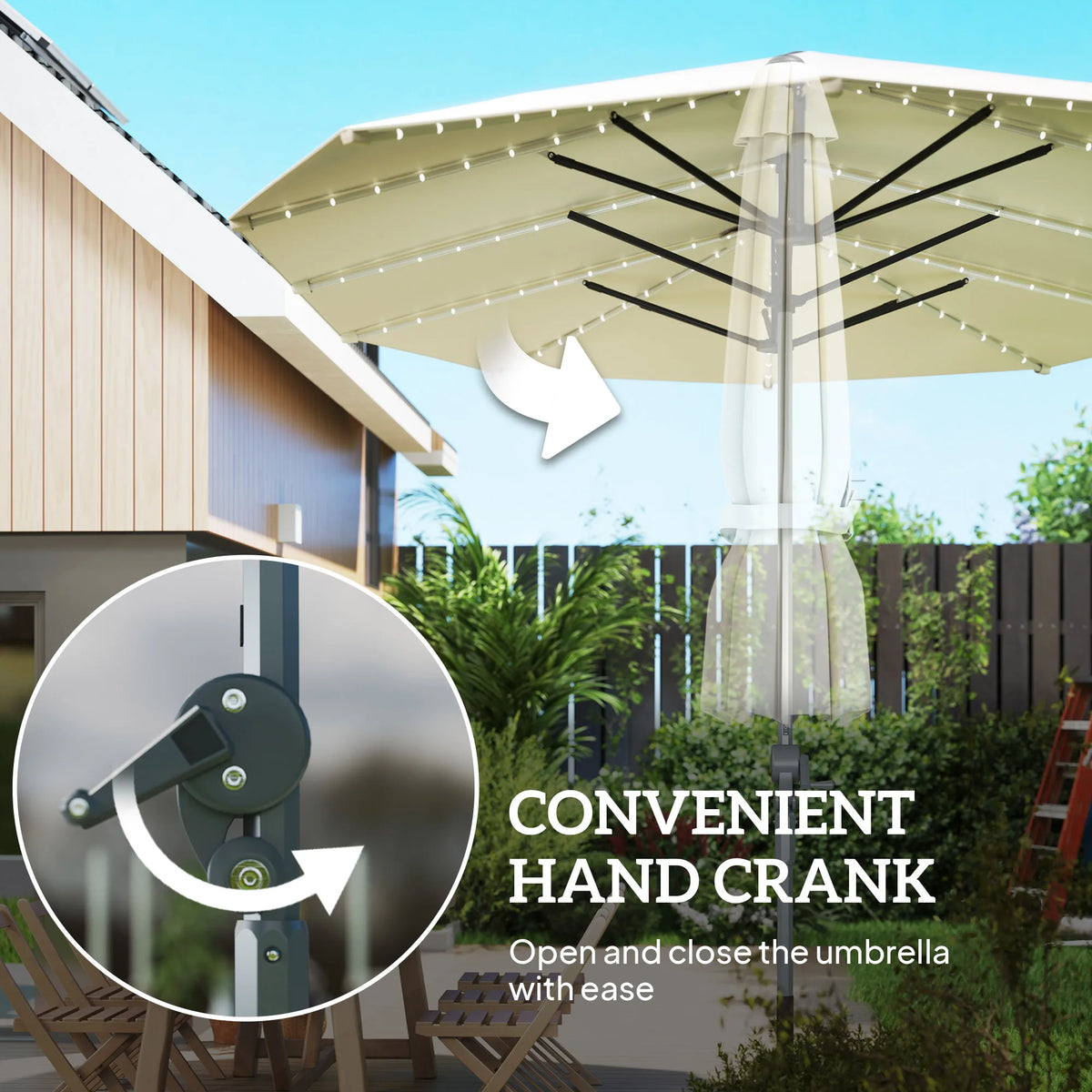 Outsunny Outdoor Patio Umbrella With Integrated Solar Lighting