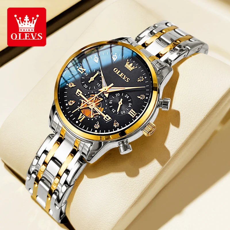 OLEVS Elegant Quartz Watch for Women With Diamond Luminous Dial