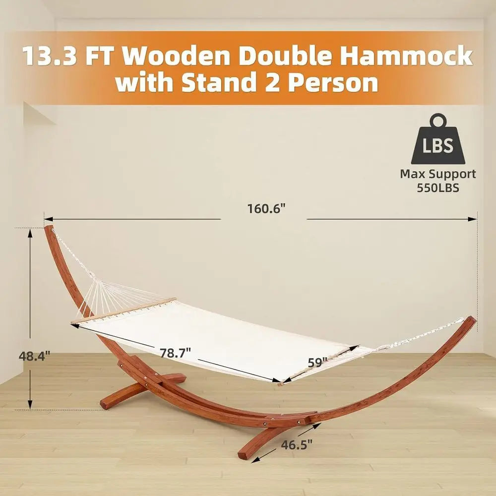 Heavy Duty Double Hammock With Stand For Backyard Porch Patio