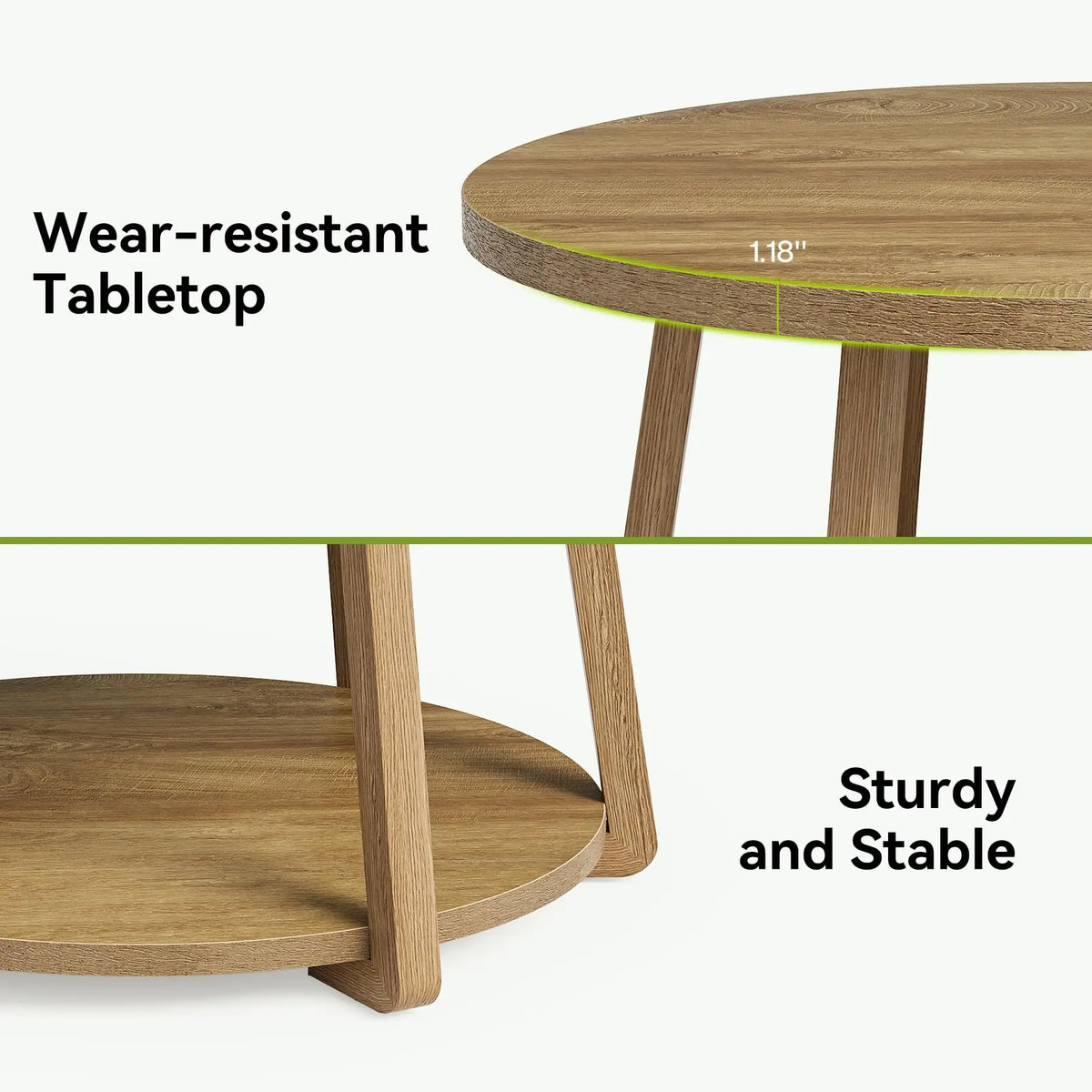 Tribesigns Round Two Tier Coffee Table With Convenient Storage