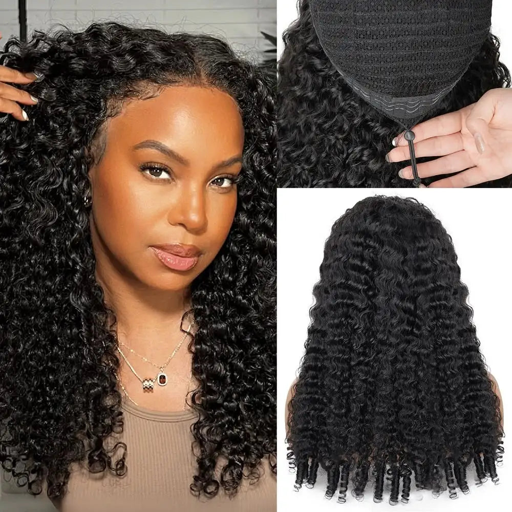 Realace Burmese Curly Human Hair Drawstring Half Wig