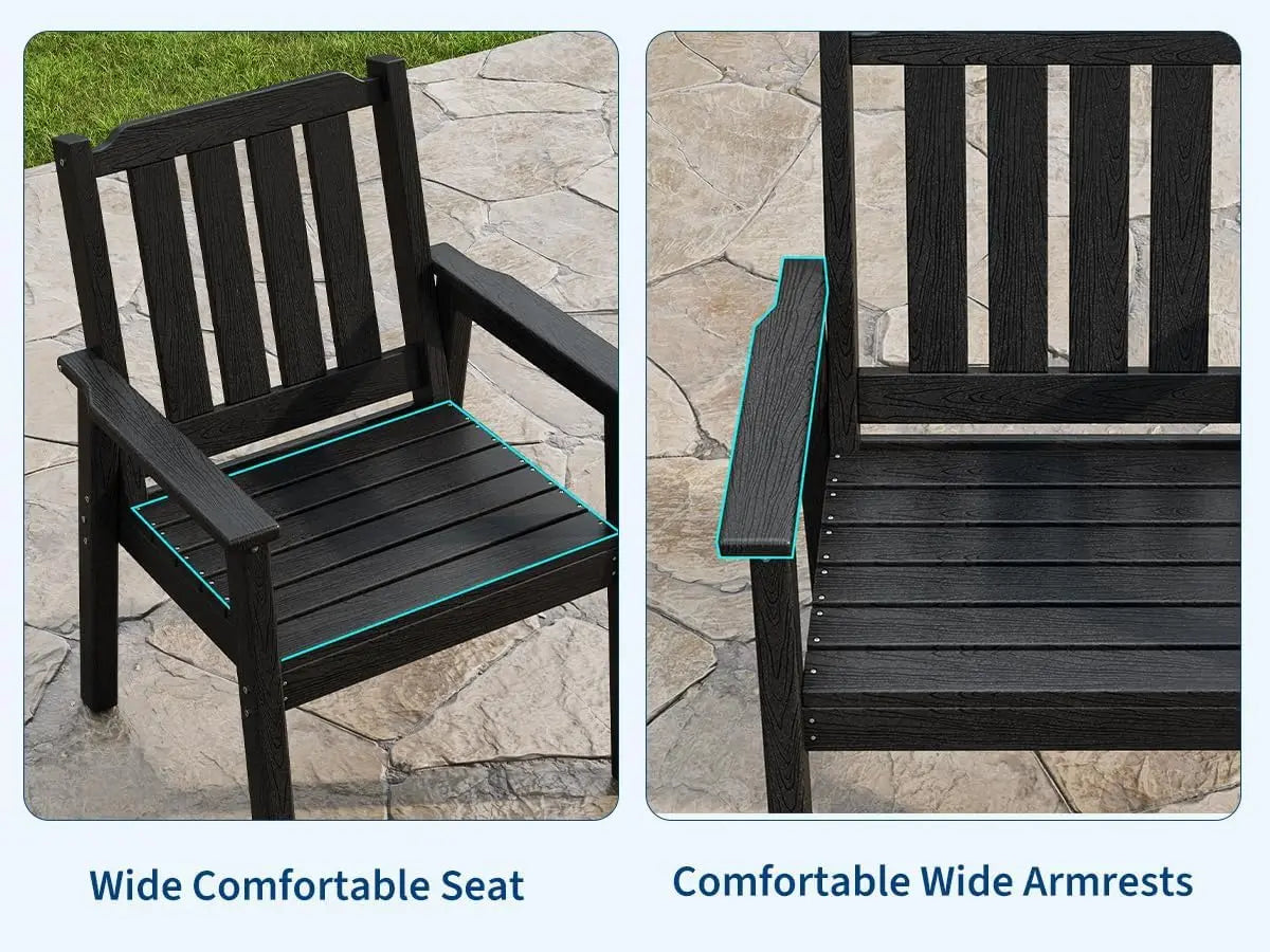 Garvee Weather Resistant HDPE Outdoor Dining Chair With Wood Grain Finish