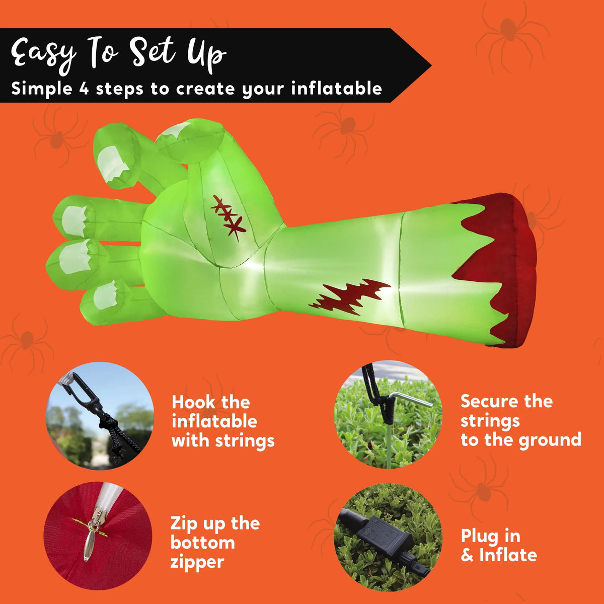 Joyfy Zombie Arm Halloween Outdoor Inflatable Decoration With Led
