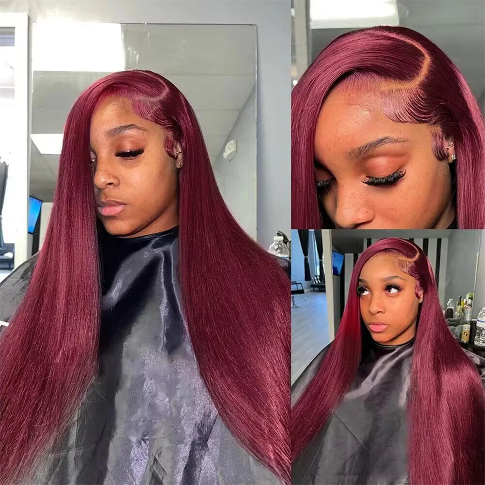 Eddfine Brazilian Remy Straight Human Hair Swiss Lace Front Wig