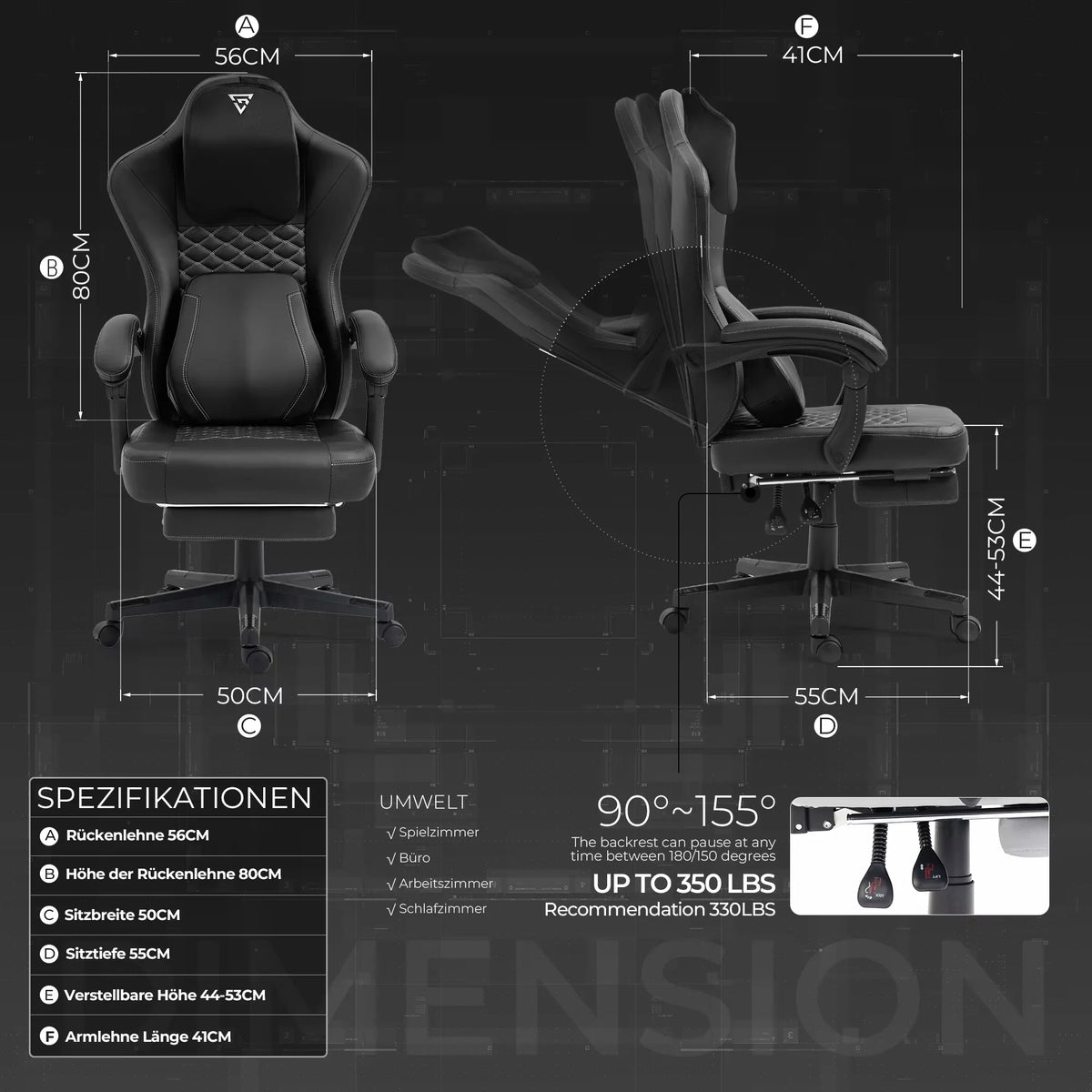 Vigosit Gaming Chair with Heated Massage Lumbar Support, Ergonomic Computer Gaming Chair with Pelvic Cushion