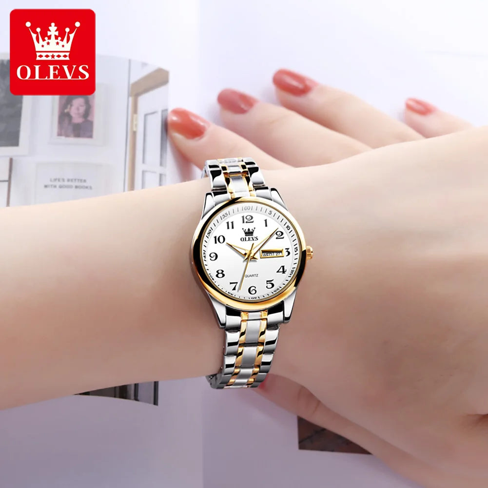 OLEVS Women's Quartz Watch With Week Date And Luminous Dial